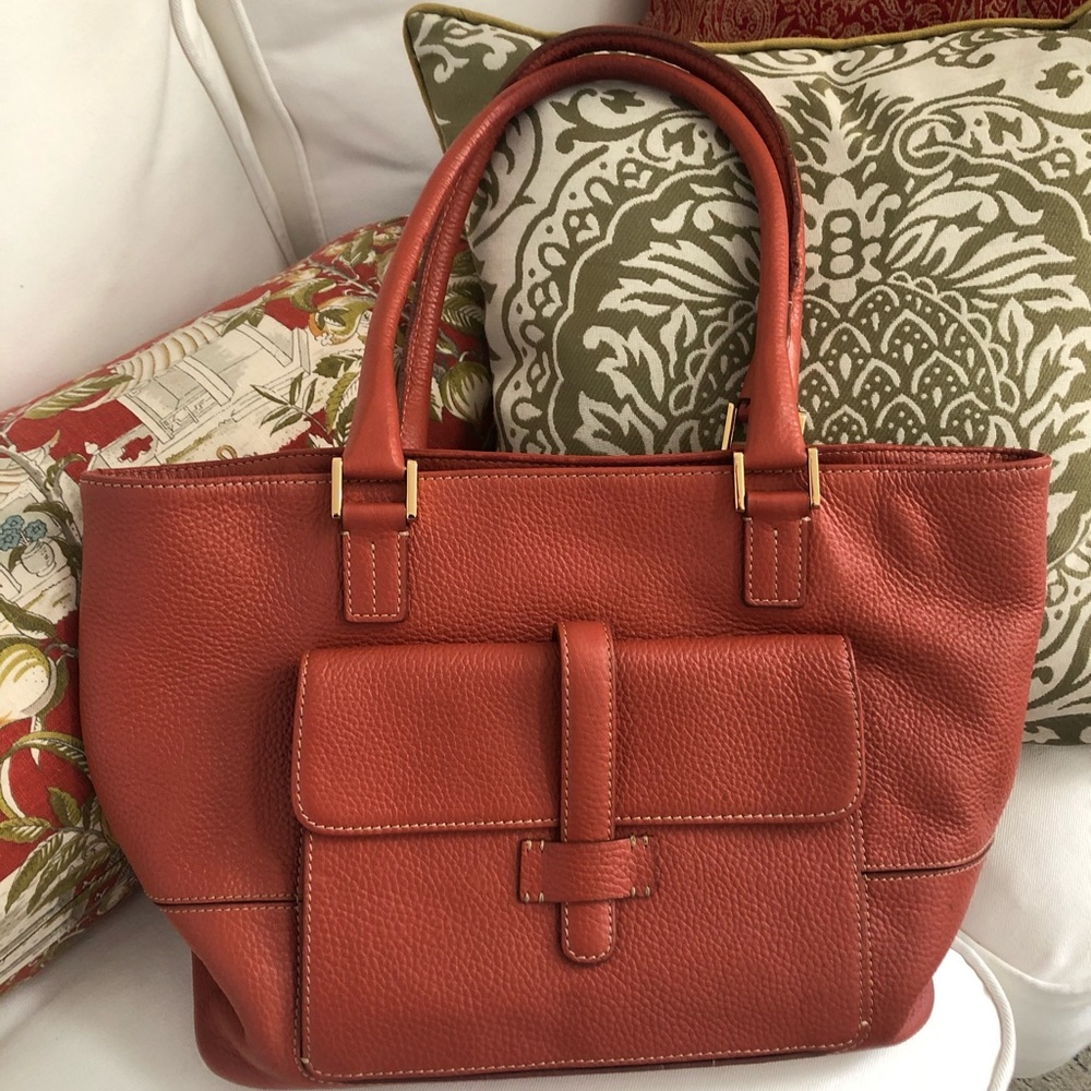J. McLaughlin Orange Pebbled Leather Hand Bag